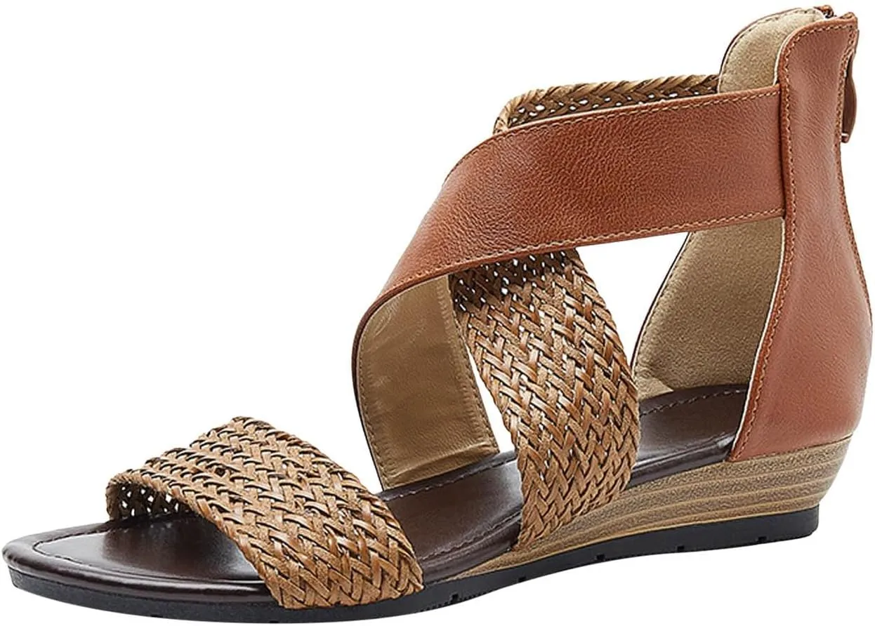Platform Sandals for Women Comfortable Summer Raffia Straw Sandals Summer Outdoor Camping Walking Beach Sandals