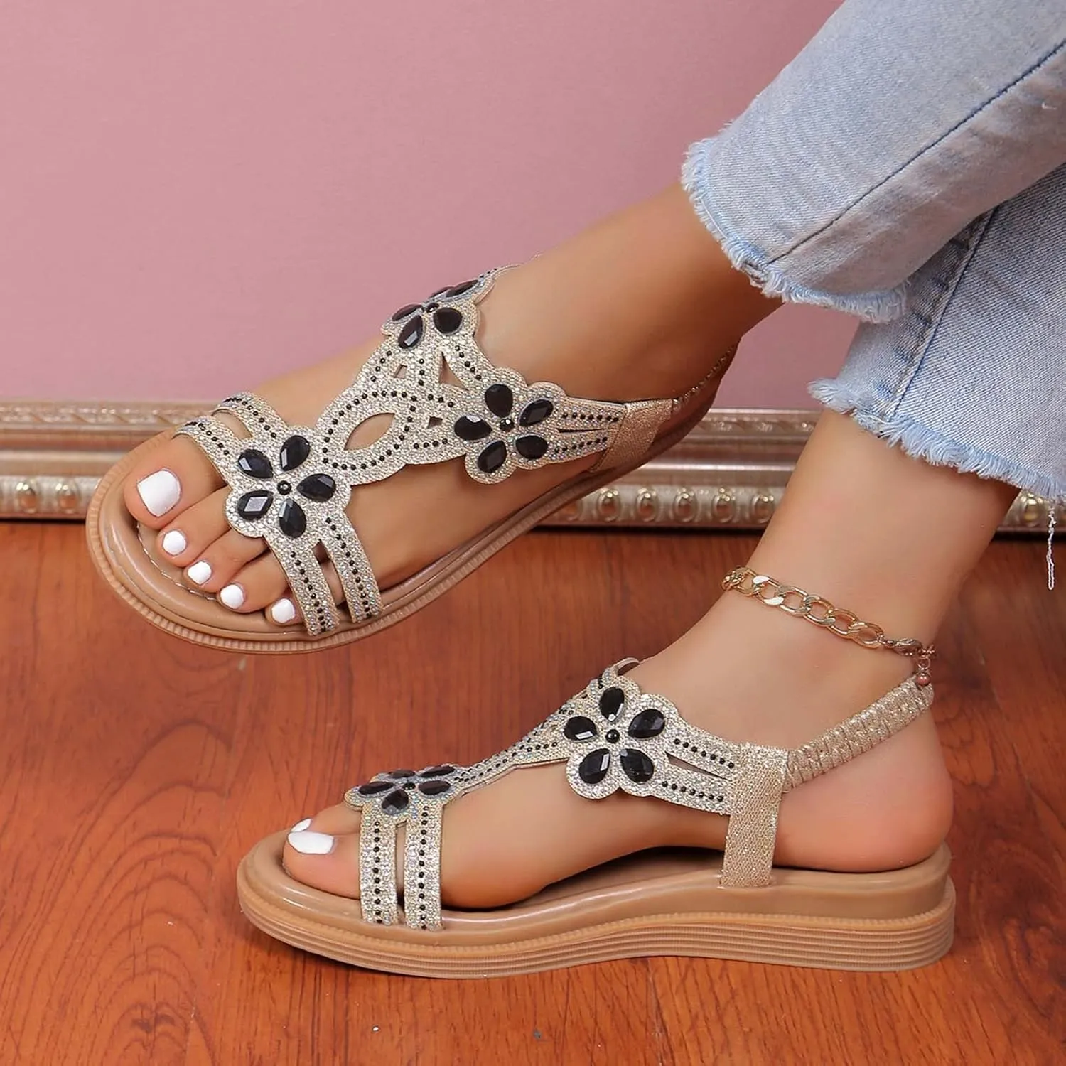 Platform Sandals for Women Women's Open Toe Ankle Strap Women's Casual Summer Women Wedge Heels Shoes