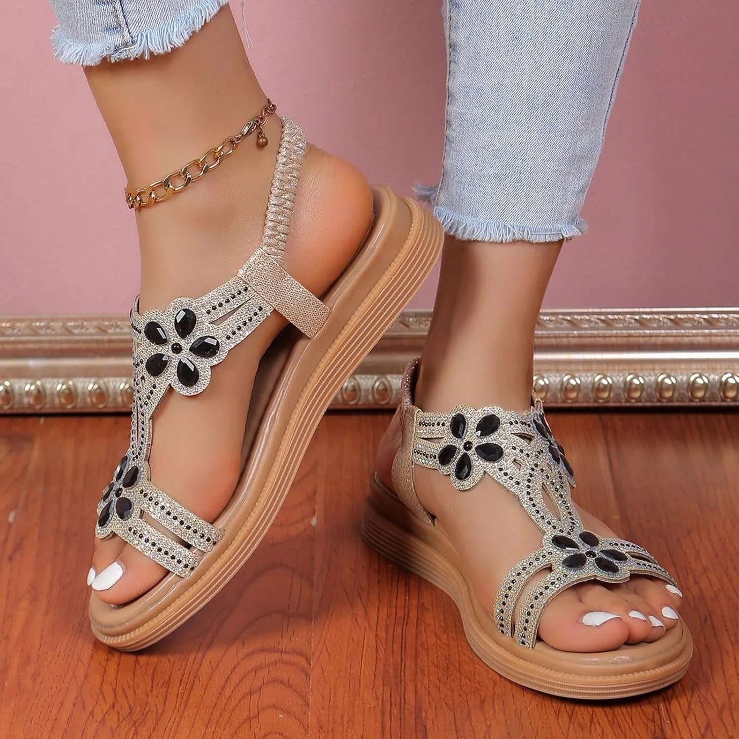Platform Sandals for Women Women's Open Toe Ankle Strap Women's Casual Summer Women Wedge Heels Shoes