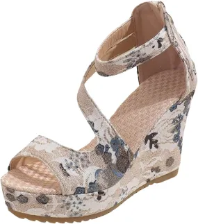 Platform Sandals Women Leather Platform Sandals Comfortable Summer Platform Casual Dress Women Sandal