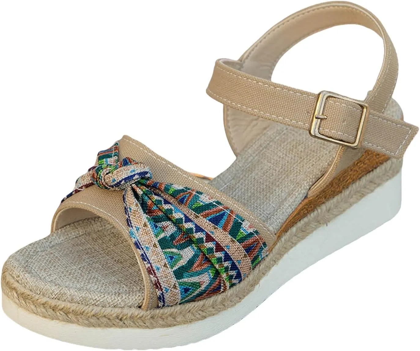Platform Sandals Women Open Toe Buckle Ankle Strap Espadrilles Womens Casual Slip on Summer Wedge Sandals