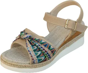 Platform Sandals Women Open Toe Buckle Ankle Strap Espadrilles Womens Casual Slip on Summer Wedge Sandals
