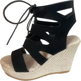 Platform Sandals Women Sandals for Women Wedges Open Toe Beach Sandals Heels Open Toe Tie Lace Up Platform