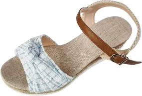 Platform Sandals Women Women's Ankle Strap Low Wedge Sandals Sandals Women Open Toe Flatform Fashion Sandals