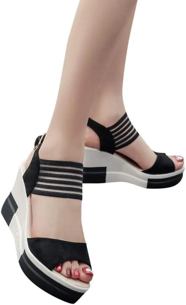 Platform Sandals Women's Ankle Strap Low Wedge Sandals Sandals for Women Womens Summer Open Toe Wedges Sandals