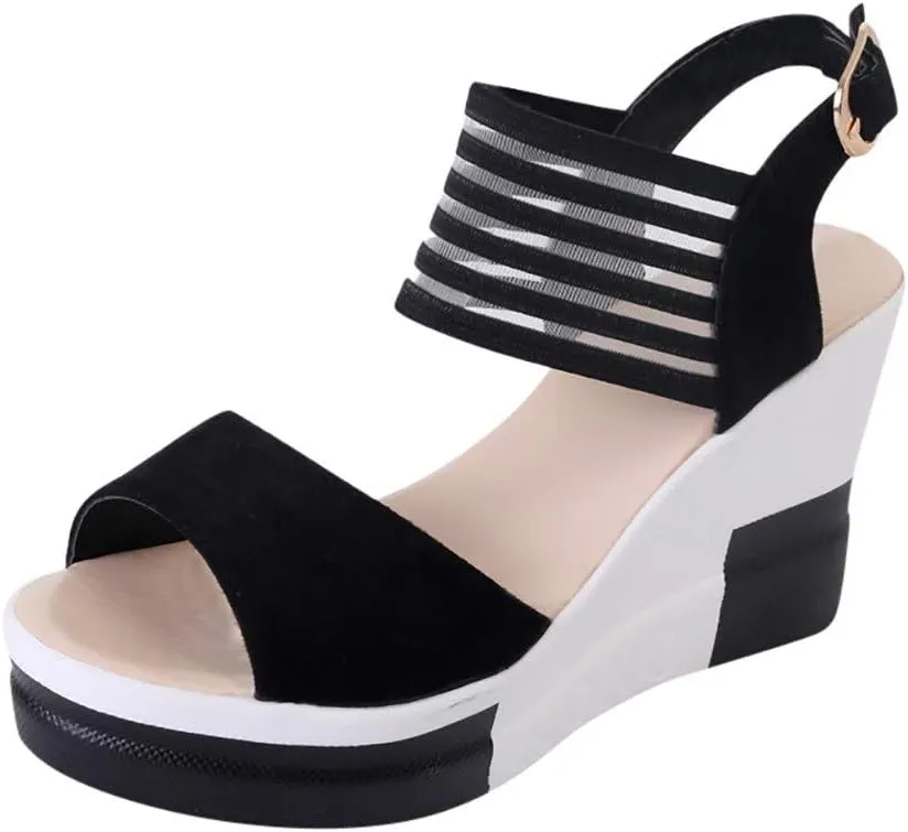 Platform Sandals Women's Ankle Strap Low Wedge Sandals Sandals for Women Womens Summer Open Toe Wedges Sandals