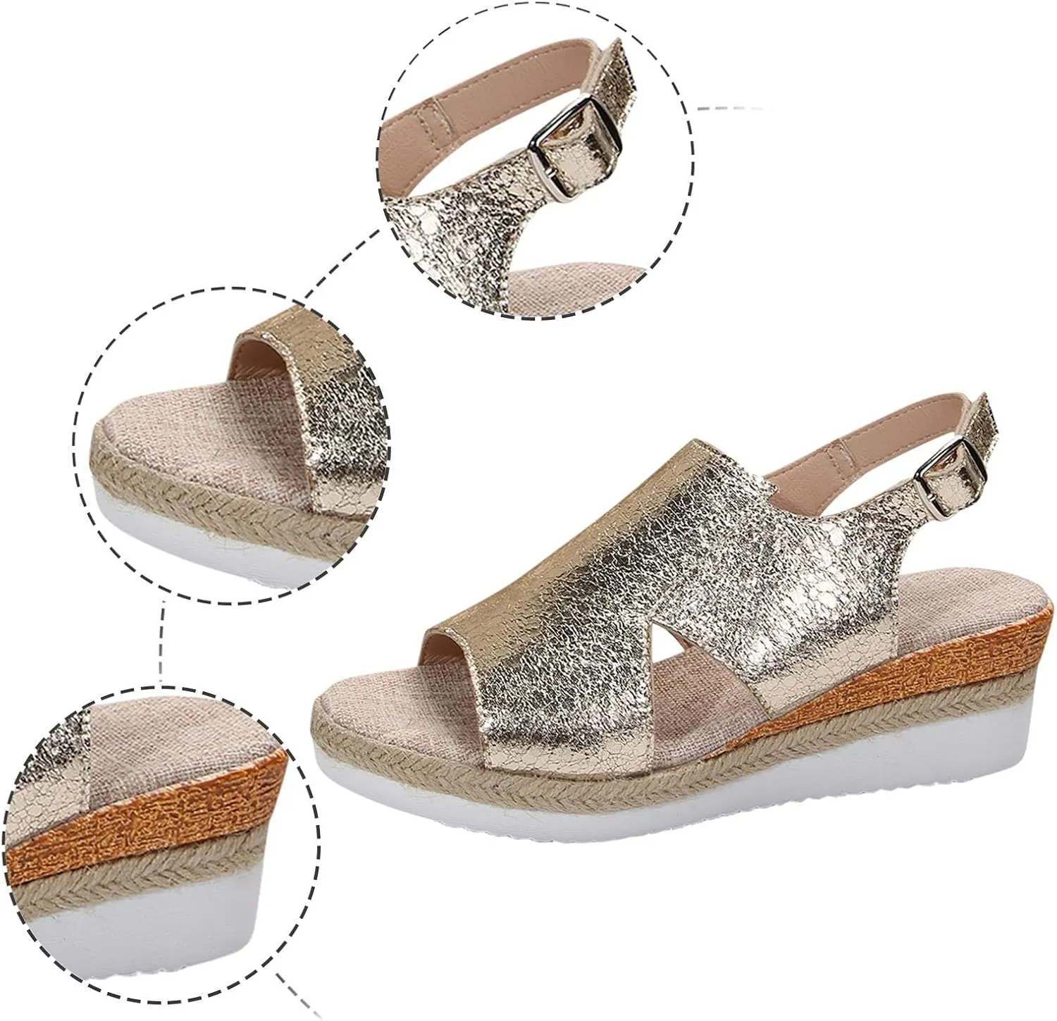 Platform Sandals Women's Classic Wedge Heels Sandals Barefoot Sandals Open Toe Flatform Wedge Casual Sandal