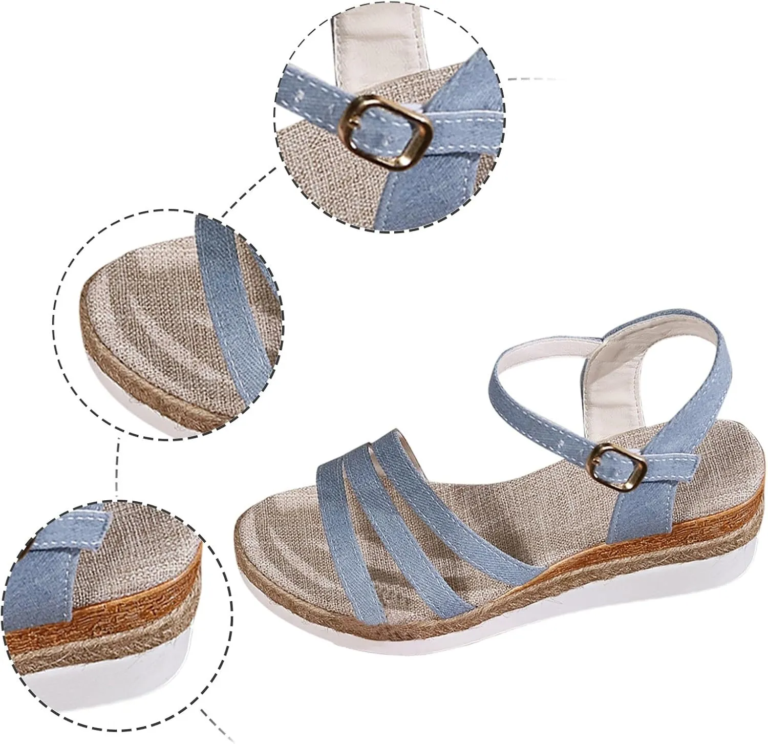 Platform Sandals Women's Elastic Ankle Strap Espadrilles Slip on Wedge Sandal Comfortable Wedge Shoes
