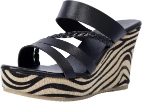 Platform Slip on Espadrille Sandals for Women Print Slope With One Strap Sandals Slippers Thick Bottom Women
