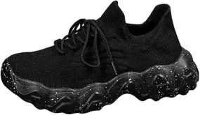 Platform Sneakers for Women Ladies Fashion Chunky Comfortable Casual Sneaker Slip on Tennis Walking Athletic Shoes Breathable Hands-Free Shopping Travel Mesh Gym Shoes
