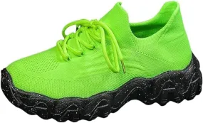 Platform Sneakers for Women Ladies Fashion Chunky Comfortable Casual Sneaker Slip on Tennis Walking Athletic Shoes Breathable Hands-Free Shopping Travel Mesh Gym Shoes