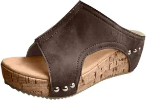 Platform Wedge Sandals for Women 2025 Comfortable Open Toe Thick Sole Comfy Leather Sandals Orthopedic Wedges Ladies Shoes Slip on Slides Low Heel Open Toe Ankle Strap Sandal 2025