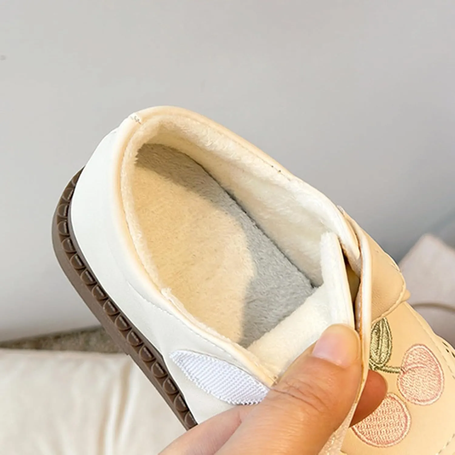 Plush Embroidery Mary Jane School Shoes for Girls Toddler Pary Wedding Dress Shoes Little Girls Cute Flat Shoes