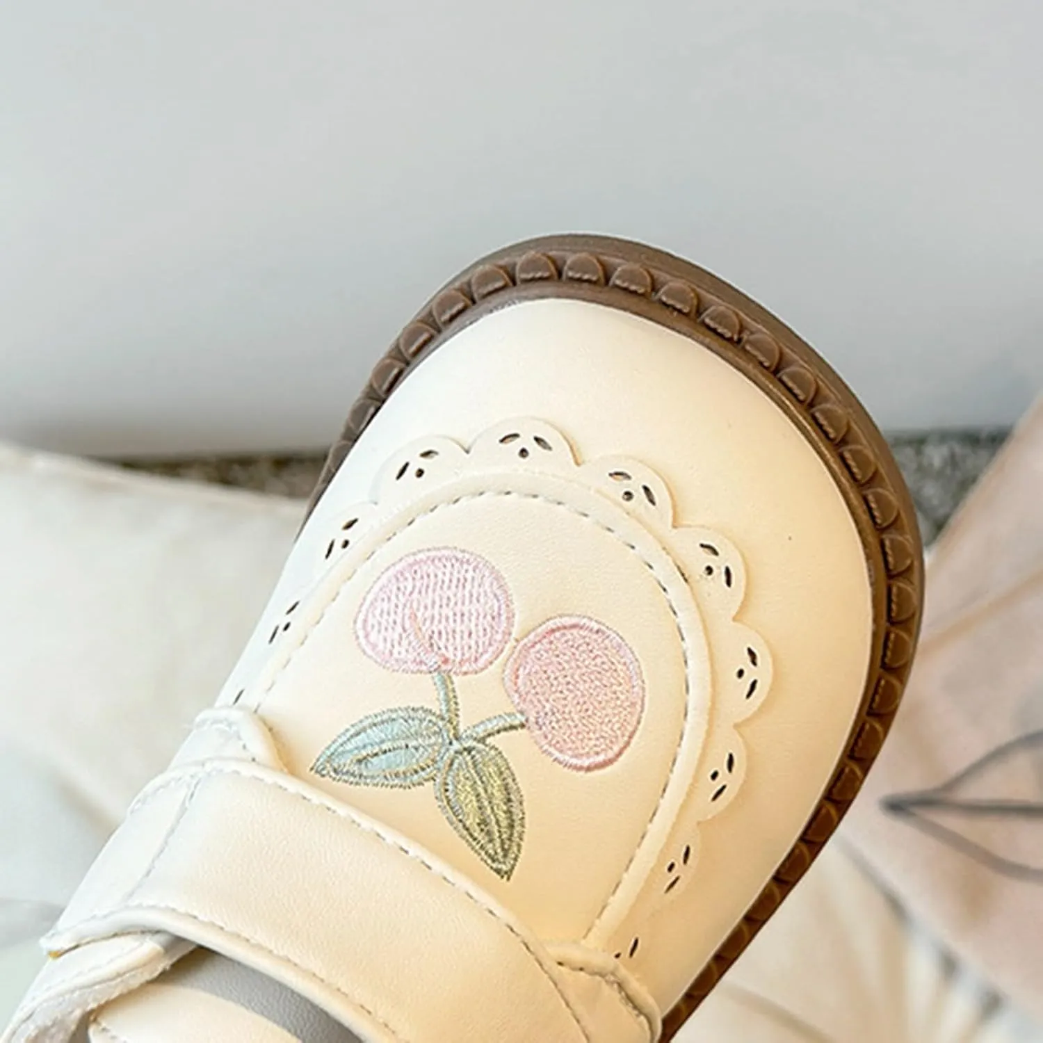 Plush Embroidery Mary Jane School Shoes for Girls Toddler Pary Wedding Dress Shoes Little Girls Cute Flat Shoes