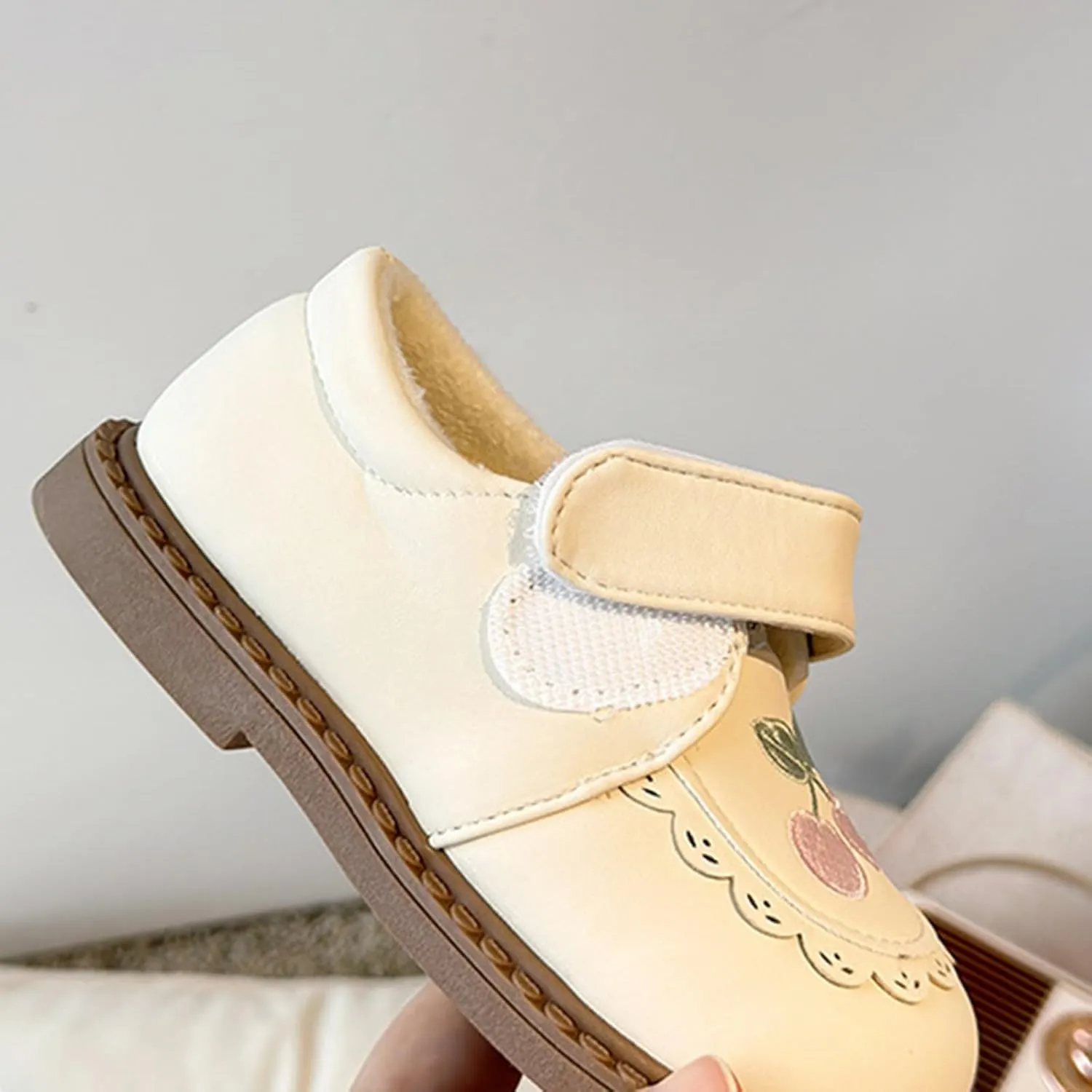 Plush Embroidery Mary Jane School Shoes for Girls Toddler Pary Wedding Dress Shoes Little Girls Cute Flat Shoes
