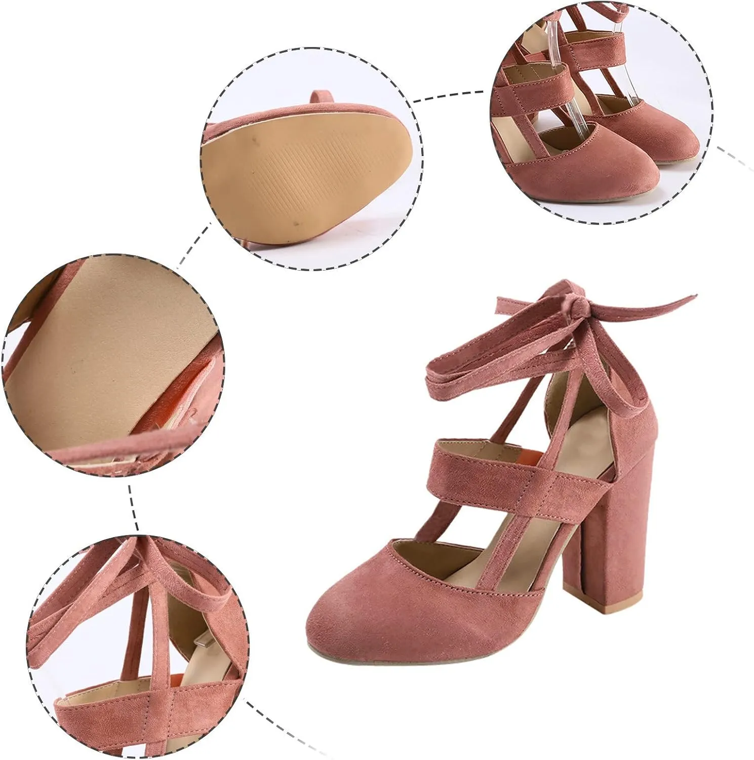 Pumps Sandals for Women Chunky Heels for Women Dressy Women's High Heels Ankle Strap Stilettos Sandals Heel