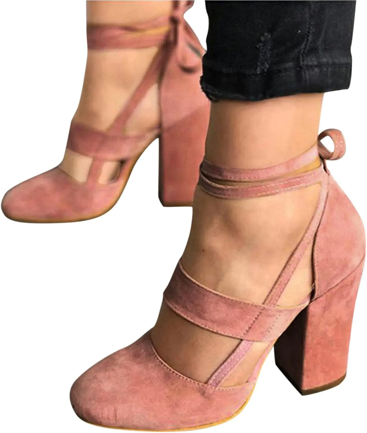 Pumps Sandals for Women Chunky Heels for Women Dressy Women's High Heels Ankle Strap Stilettos Sandals Heel