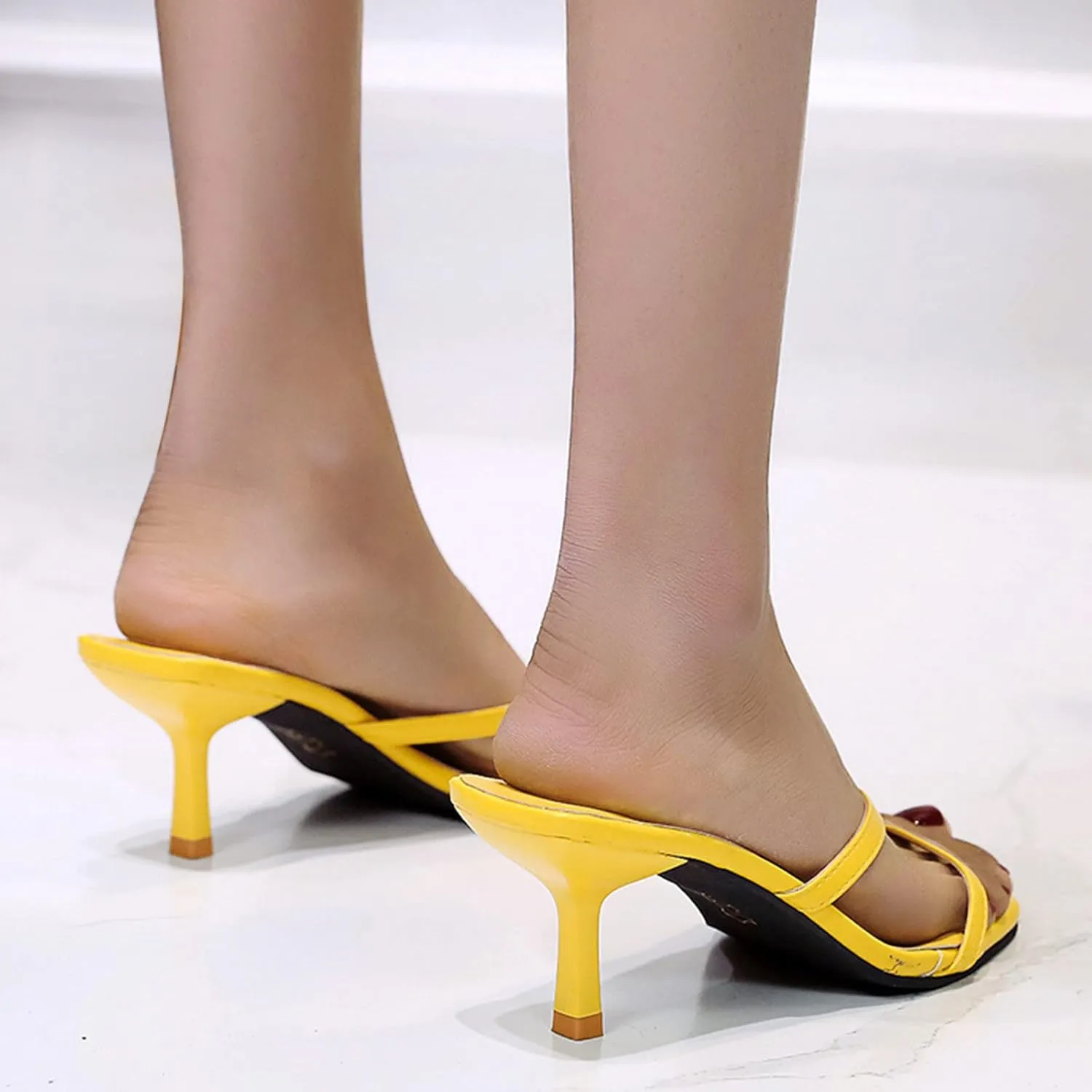 Pumps Shoes Sandals Fashion Thin and Solid Heel Women Color Leather Slippers Casual Women's high Heels