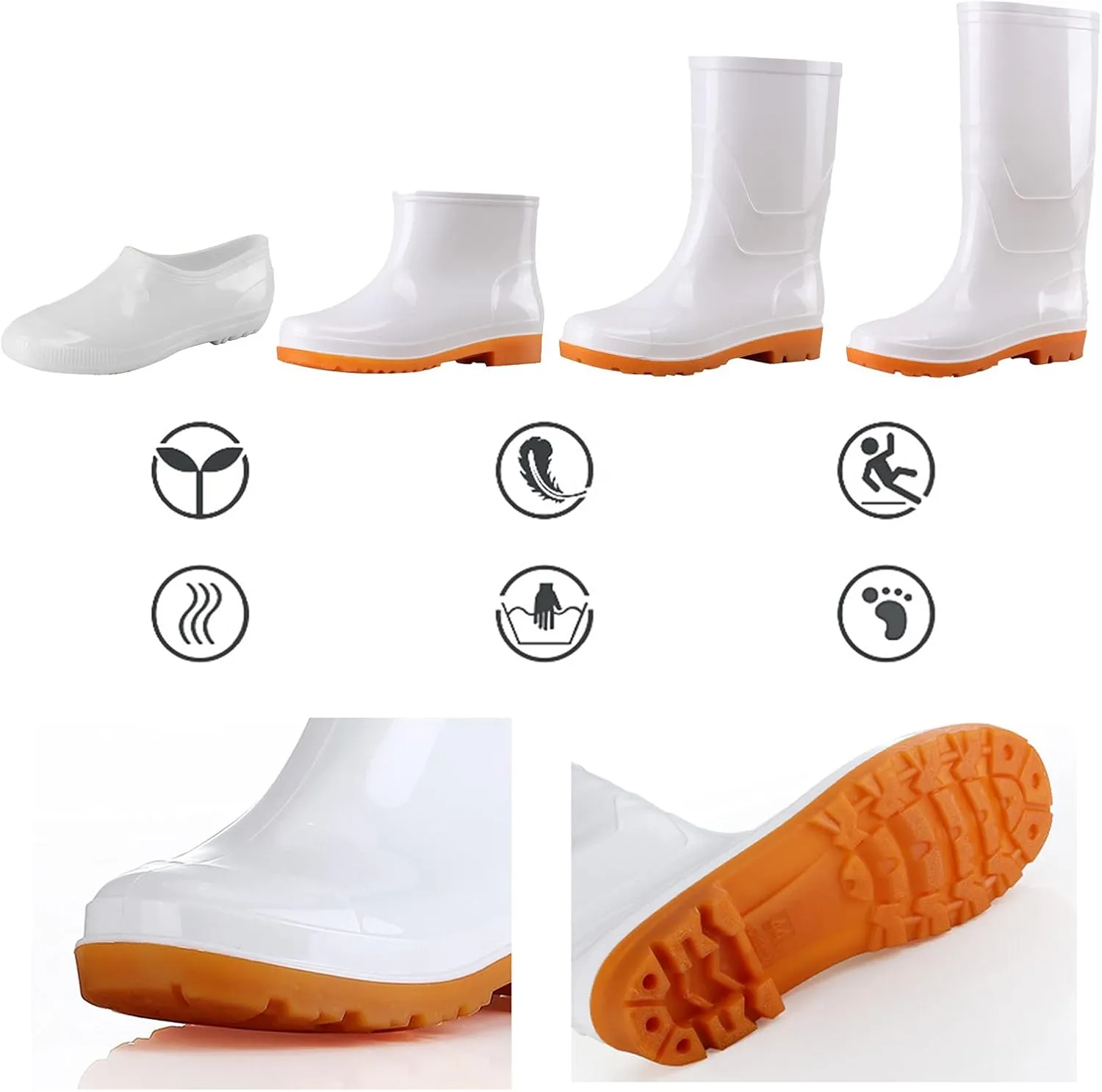 Rain Boots Women,Women's Mid Calf Rain Boots Solid Color Waterproof Boots Comfortable Garden Shoes Outdoor Work Boots