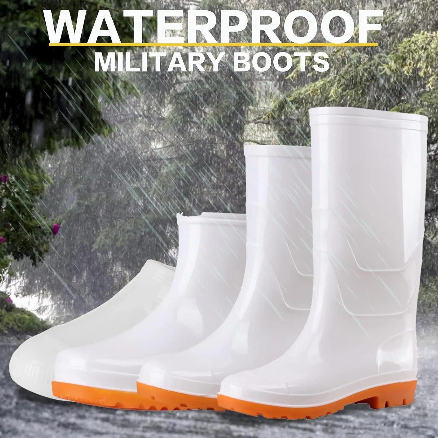 Rain Boots Women,Women's Mid Calf Rain Boots Solid Color Waterproof Boots Comfortable Garden Shoes Outdoor Work Boots