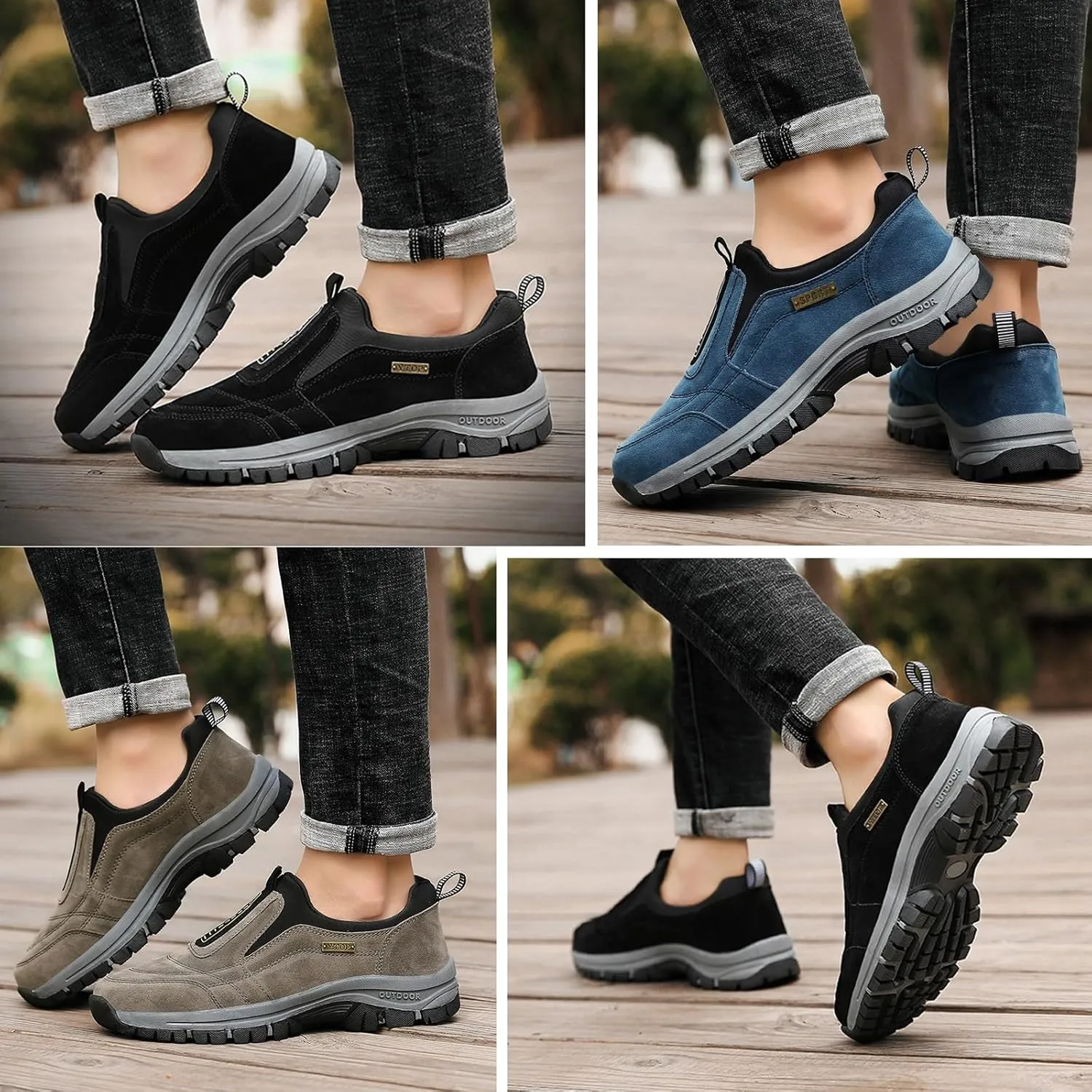 Relieffoot Walking Shoes for Men, Relieffoot Shoes, Men's Relieffoot Waterproof Walking Shoes Comfortable Slip On Sneakers Outdoor Shoes(Black,US 14.5)
