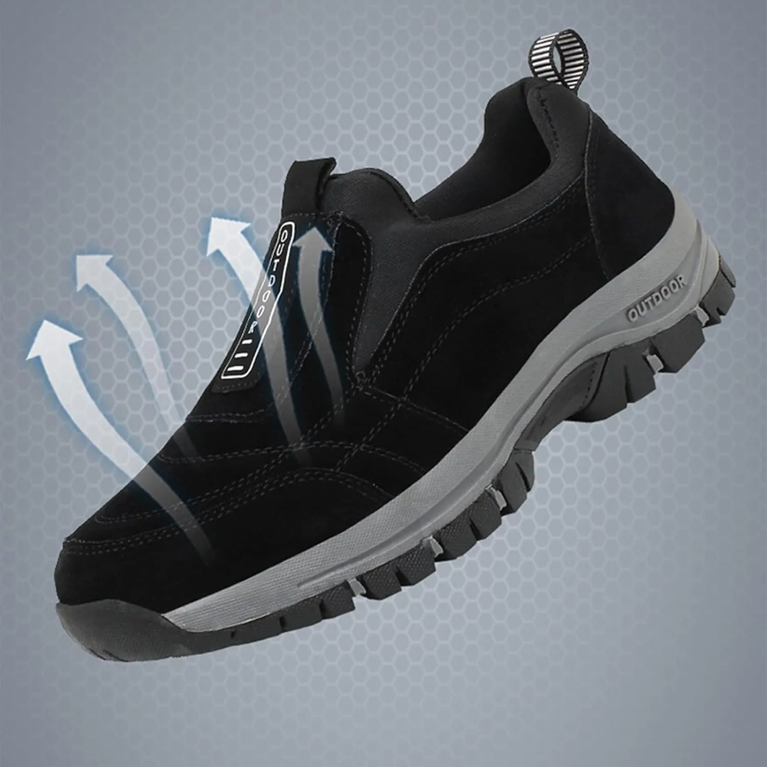 Relieffoot Walking Shoes for Men, Relieffoot Shoes, Men's Relieffoot Waterproof Walking Shoes Comfortable Slip On Sneakers Outdoor Shoes(Black,US 14.5)