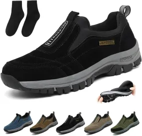 Relieffoot Walking Shoes for Men, Relieffoot Shoes, Men's Relieffoot Waterproof Walking Shoes Comfortable Slip On Sneakers Outdoor Shoes(Black,US 14.5)