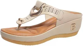 Roorsily Women's Breathable Sandals Sole Soft Wedge Sandals Fashionable Corrective Beach Sandals Breathable Casual Sandals