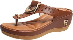 Roorsily Women's Breathable Sandals Sole Soft Wedge Sandals Fashionable Corrective Beach Sandals Breathable Casual Sandals