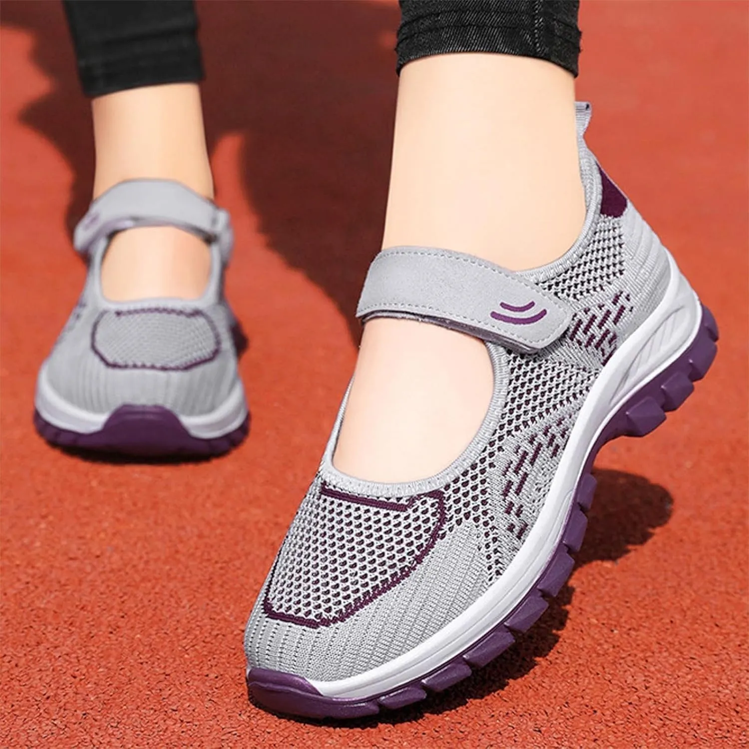 Running Shoes for Women Casual Shoes Elastic Fly Woven Mesh Shoes Hook and Loop Strap Running Shoes for Women