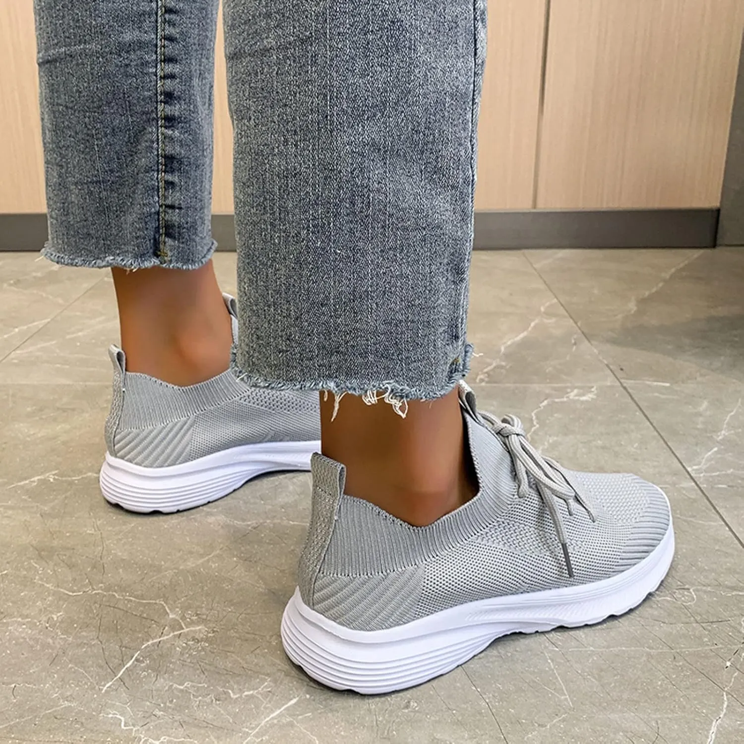 Running Shoes for Women,Women's Fashion Sneakers Slip On Closed Toe Walking Shoes Breathable Athletic Running Sneaker