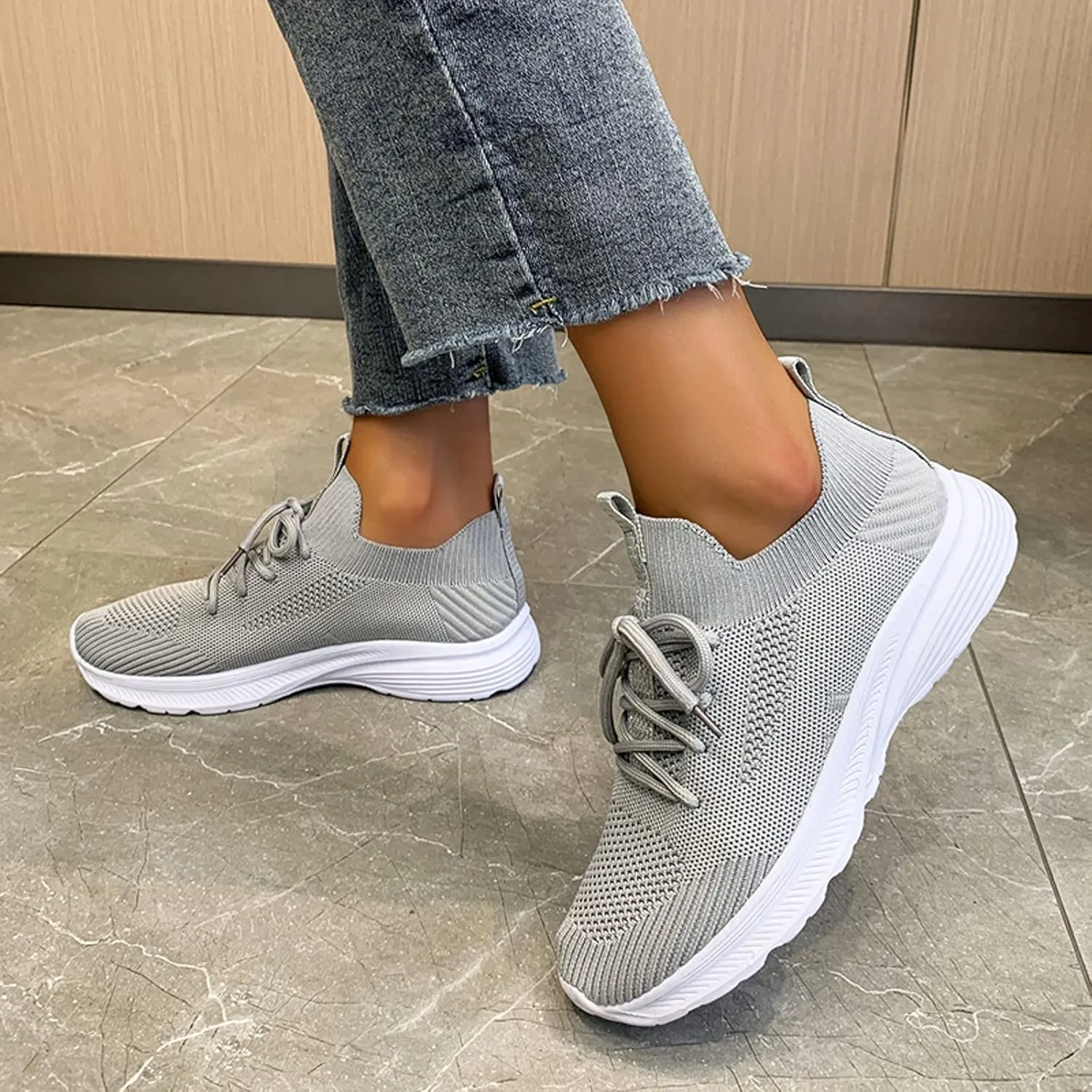 Running Shoes for Women,Women's Fashion Sneakers Slip On Closed Toe Walking Shoes Breathable Athletic Running Sneaker