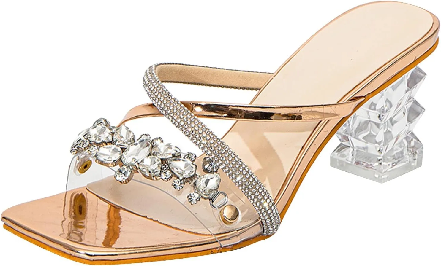 Sandal Heel Womens Sparkly Heels Sandals for Women Ankle Strap Tall Thick Heel Comfortable Walking Daily Wear
