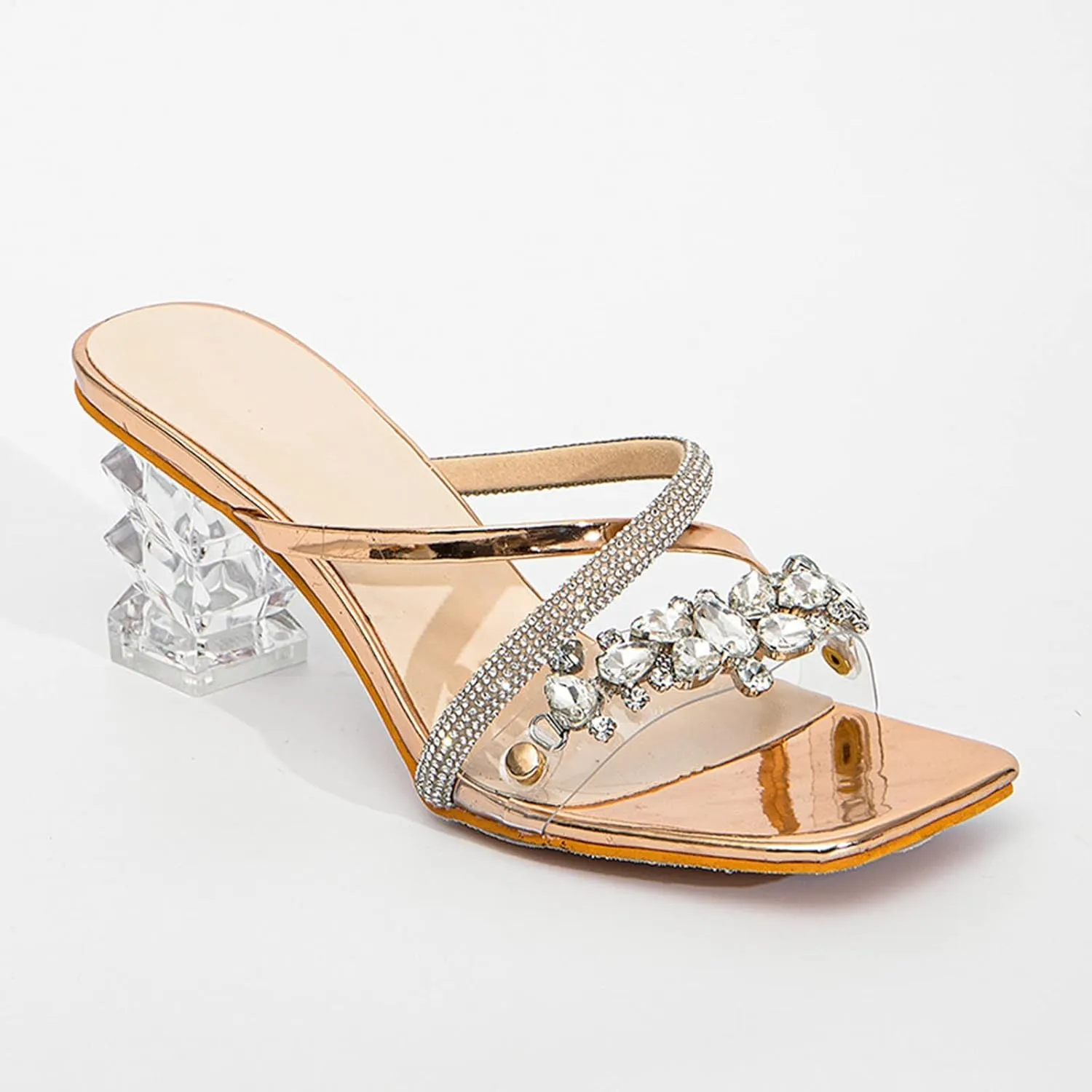 Sandal Heel Womens Sparkly Heels Sandals for Women Ankle Strap Tall Thick Heel Comfortable Walking Daily Wear