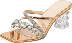 Sandal Heel Womens Sparkly Heels Sandals for Women Ankle Strap Tall Thick Heel Comfortable Walking Daily Wear