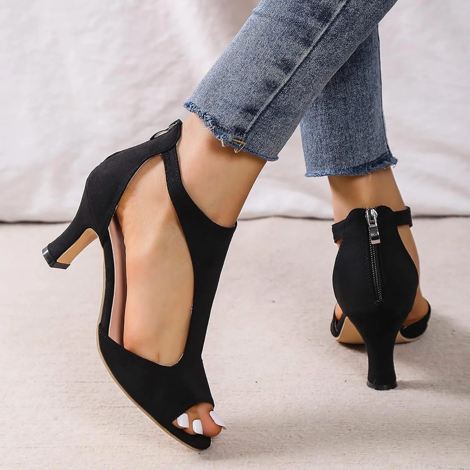 Sandal Heels Comfortable Walking Strappy Sandals for Women Sandals Women's Chunky Low Heels Open Toe Sandals