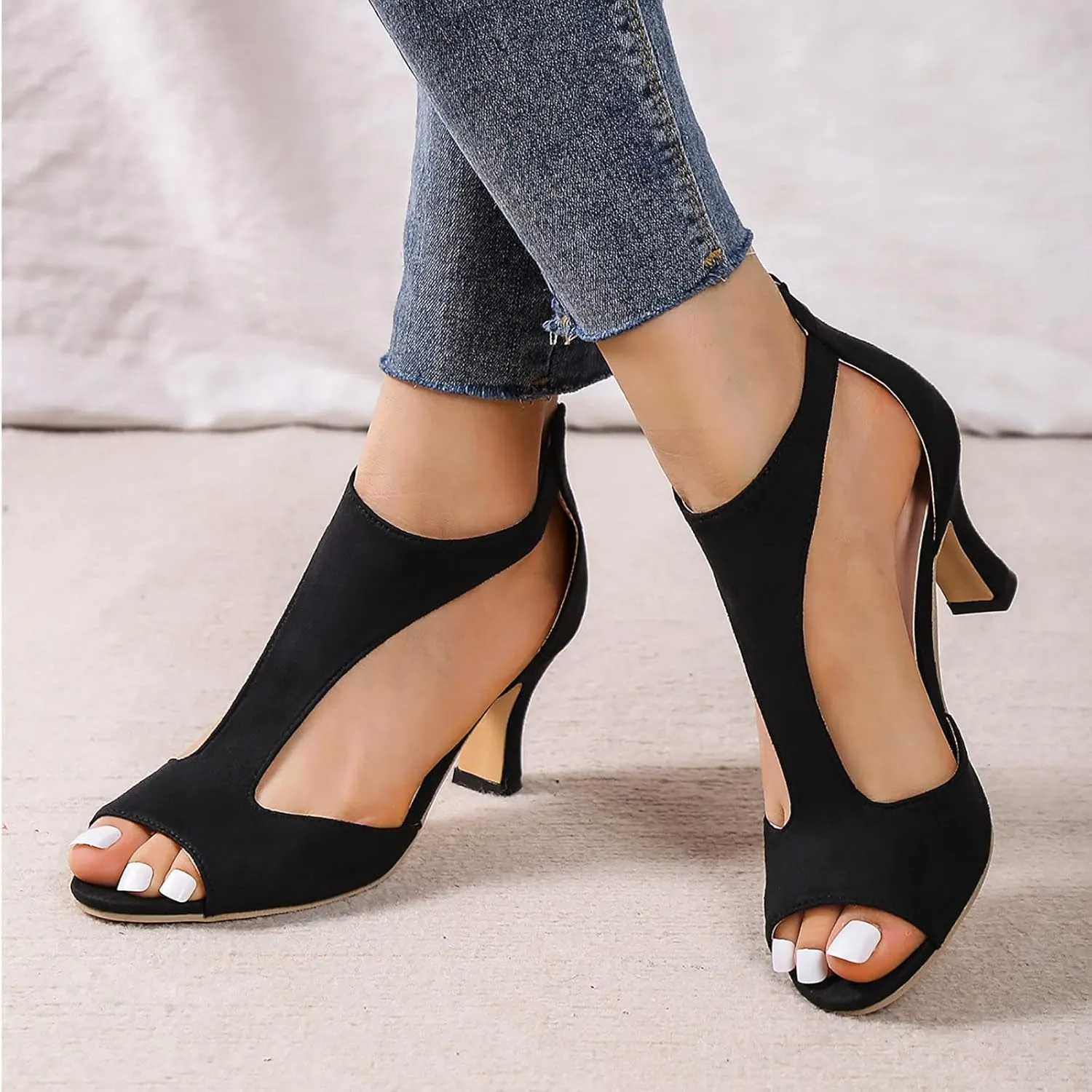 Sandal Heels Comfortable Walking Strappy Sandals for Women Sandals Women's Chunky Low Heels Open Toe Sandals