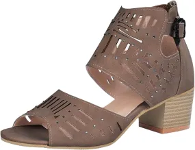 Sandal Heels for Women Open Toe Ankle Strap Stylish Heeled Sandals Beige Heels Women's Lace Up Heeled Sandals