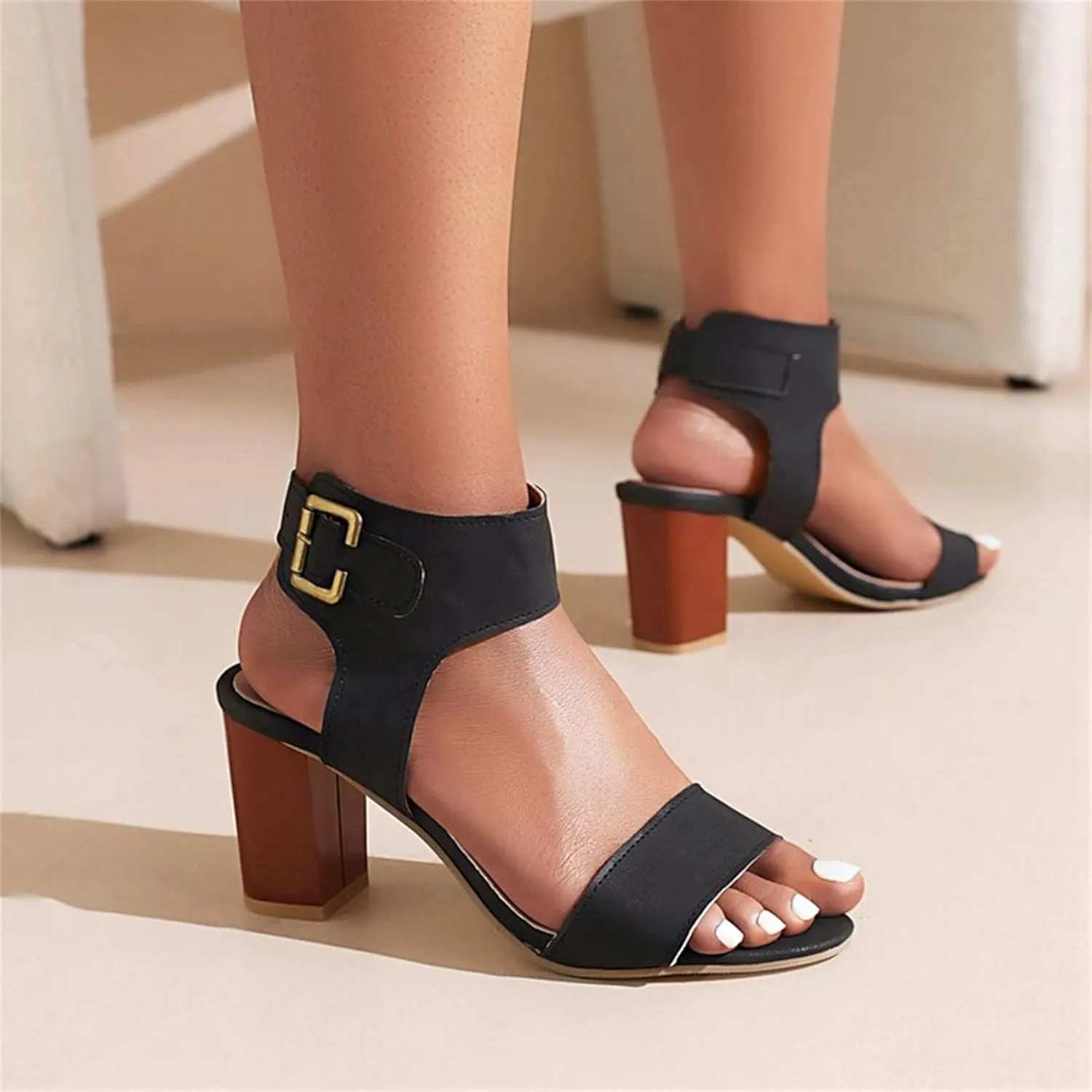 Sandal Heels Womens Chunk Low Heel Pump Sandal Red Heels for Women Women's High Heels Ankle Strap Stilettos Sandals