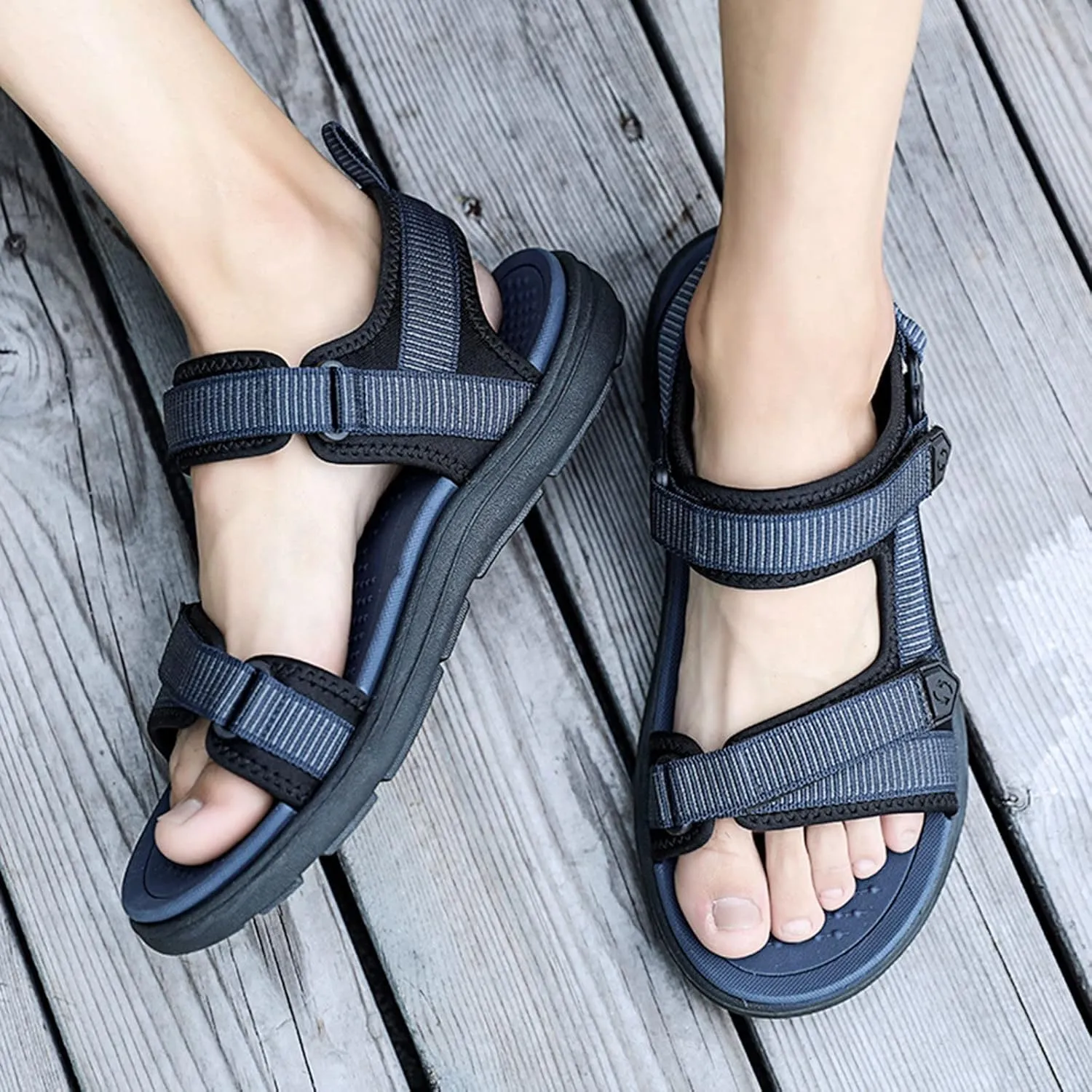 Sandals For Men Memory Foam Men Flat Sandals Fashion And Comfort Soft Bottom Beach Soft