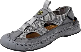 Sandals For Men Outdoor Summer Casual Thick Cushion Beach Water Fisherman Sandal Close Toe Water Shoes with Adjustable Strap