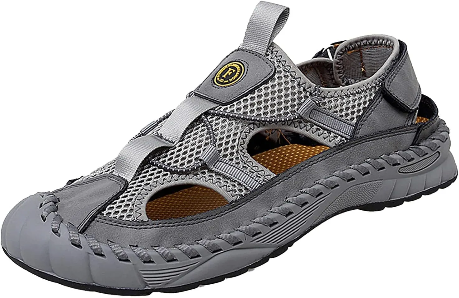 Sandals For Men Outdoor Summer Casual Thick Cushion Beach Water Fisherman Sandal Close Toe Water Shoes with Adjustable Strap