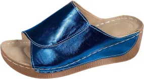 Sandals for Women 2025 Casual Width Wedge Sandals Summer Beach Vacation Breathable Orthopedic Walking Shoes Solid Color Trendy Dress Sandal Platform Slippers Shoes 2025