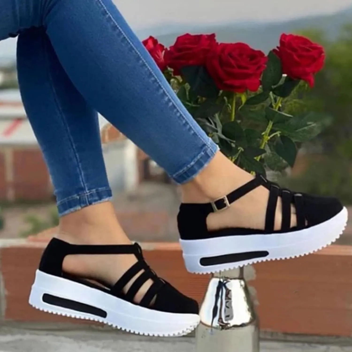 Sandals for Women Dressy Summer, Sandals Women Wedge Casual Breathable Flat Slippers Open Toe Outdoor Beach Sandals