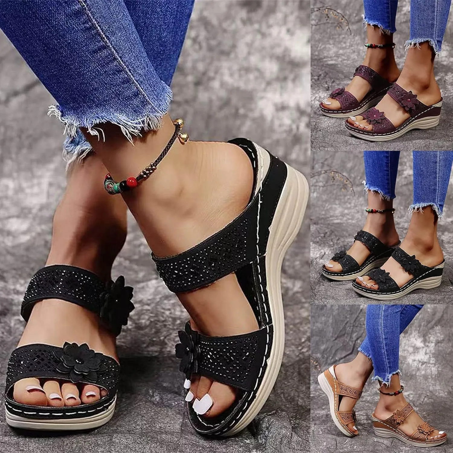 Sandals for Women Dressy Summer, Spring Sandals for Women Comfortable Slippers with Arch Support Sandal Flip Flops