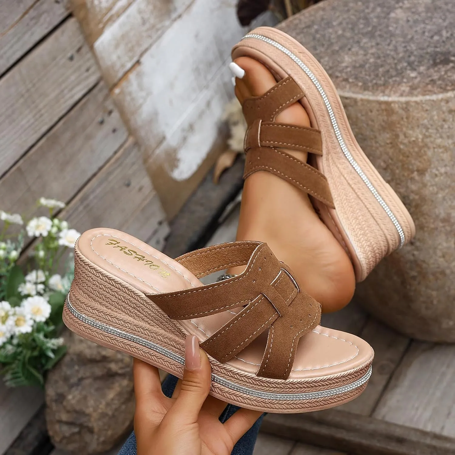 Sandals for Women Wedge Shoes Fashionable And Versatile Slippers For Women Open Toe Platform Shoes Thick Soled High