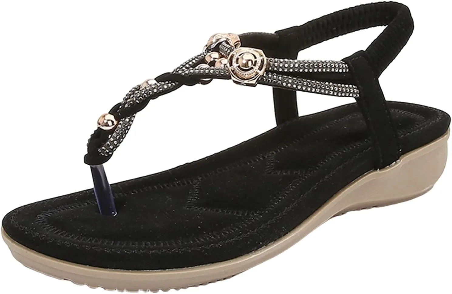 Sandals for Women Womens Flat Sandals Slip on Summer Leather Sandals Women's Comfortable Casual Flat Sandals