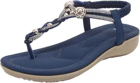 Sandals for Women Womens Flat Sandals Slip on Summer Leather Sandals Women's Comfortable Casual Flat Sandals