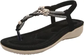 Sandals for Women Womens Flat Sandals Slip on Summer Leather Sandals Women's Comfortable Casual Flat Sandals