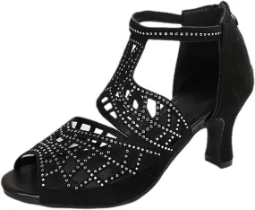 Sandals For Women Zip Back Rhinestone Cutout Open Toe Dance Shoes Heels Wedding Sandals for Women Wide Width